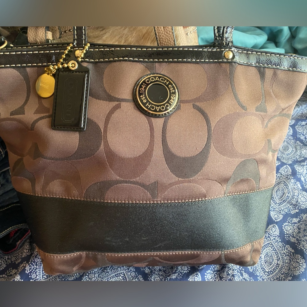 Coach Brown and Black Classic Tote Bag